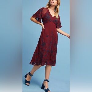 Anthropologie Maeve Francoise Embroidered Dress Feminine Fairycore. Sz 12.  EUC!